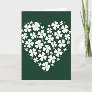 White Clover Heart Pattern Card