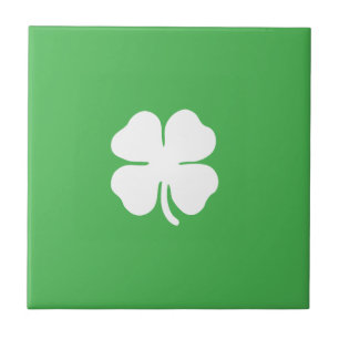 White Clover Leaf Ceramic Tile