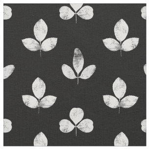 White Clover on Black  Fabric