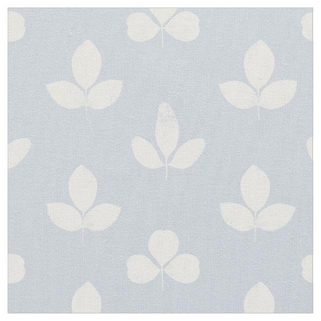 White Clover on Pale Dusty Blue Fabric (Close Up)