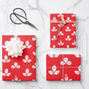 White Clover Vermillion Red Wrapping Paper Sheet
