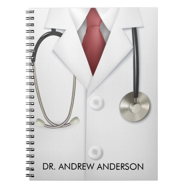 White Coat and Stethoscope Doctor Personalised Notebook (Front)