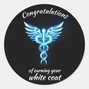White Coat Ceremony Crystal Medical  Classic Round Sticker