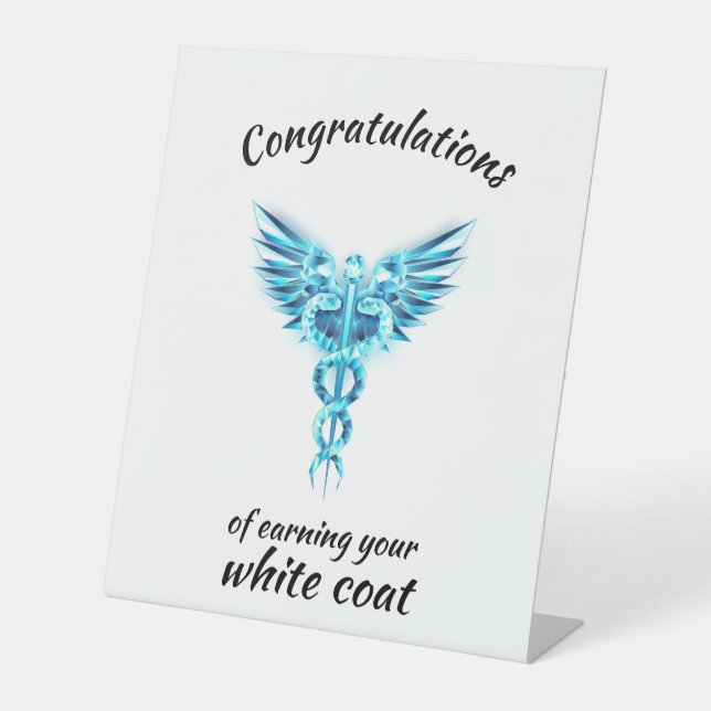White Coat Ceremony Crystal Medical  Pedestal Sign (Front)