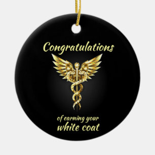 White Coat Ceremony Gold Medical Ceramic Tree Decoration