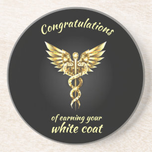 White Coat Ceremony Gold Medical Coaster