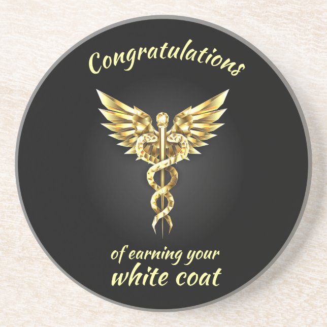 White Coat Ceremony Gold Medical  Coaster (Front)