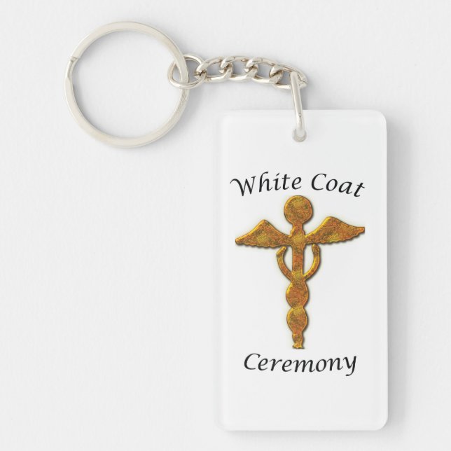White Coat Ceremony Gold Medical, Custom Gift Key Ring (Front)
