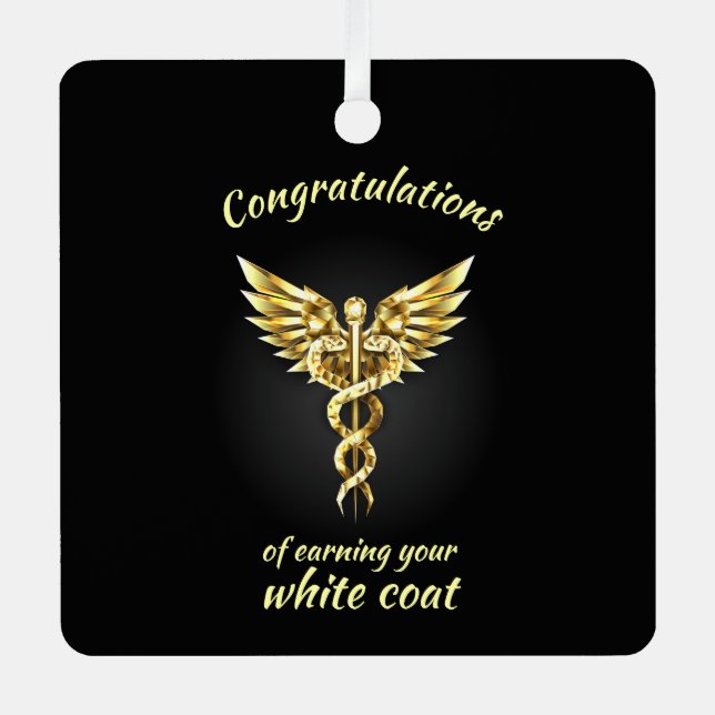 White Coat Ceremony Gold Medical  Metal Tree Decoration (Front)