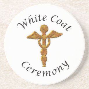 White Coat Ceremony Gold Medical, Round Gifts Coaster