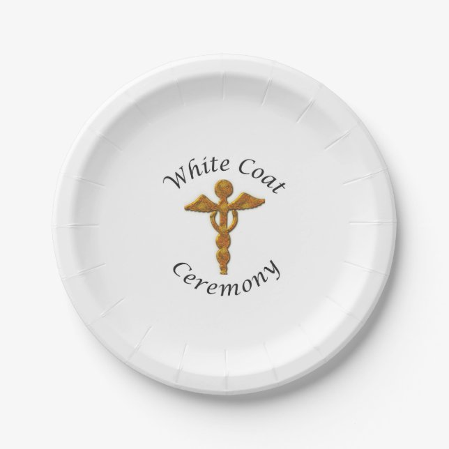 White Coat Ceremony Gold Medical, Round Gifts Paper Plate (Front)