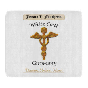 White Coat Ceremony Gold Medical, Square Gift Item Cutting Board