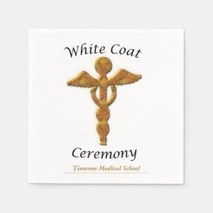 White Coat Ceremony Gold Medical, Square Gift Item Napkin