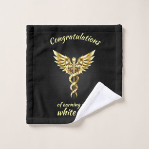 White Coat Ceremony Gold Medical  Wash Cloth