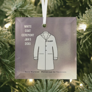 White Coat Ceremony Keepsake Physician Doctor Glass Tree Decoration