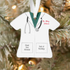White Coat Green Scrubs Doctor Profession Ornament