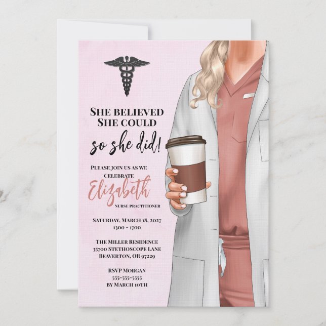 White Coat Medical School Graduation Invitation (Front)