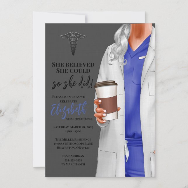 White Coat Medical School Graduation Invitation (Front)