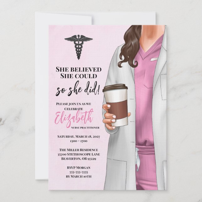 White Coat Medical School Graduation Invitation (Front)