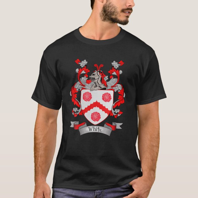 White Coat Of Arms | White Surname Family Crest T-Shirt (Front)