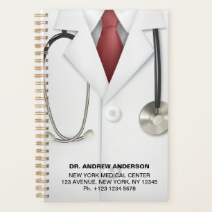 White Coat & Stethoscope Doctors Appointment Book Planner