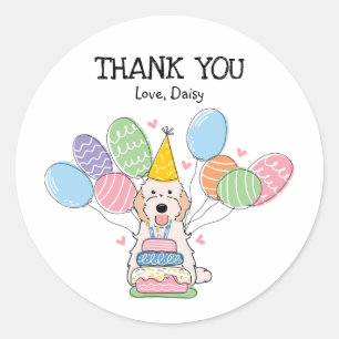 White Cockapoo Cavapoo Birthday Favour Tags Sticke
