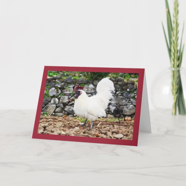 White cockerel holiday card (Front)