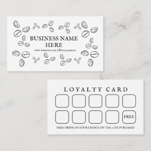 White Coffee Beans Café Coffee Shop  Loyalty Card