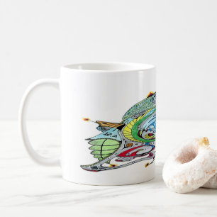 WHITE COFFEE MUG WITH SPACESHIP ART 16 A.1