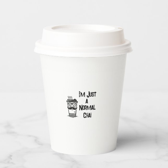 White Coffee/Tea Paper Cup w/lid Funny Chai (Front)
