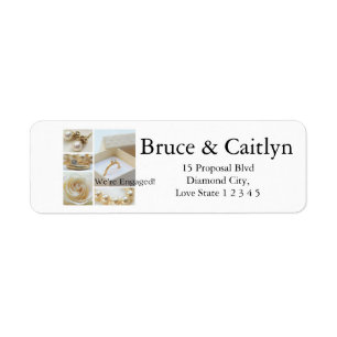 White collage engagement announcement