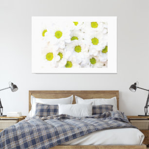 White Colour Flowers image printed Premium Wrapped Canvas Print