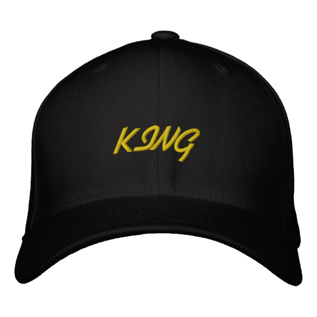 White Colour King Text Basic Flexfit Wool Cap (Front)