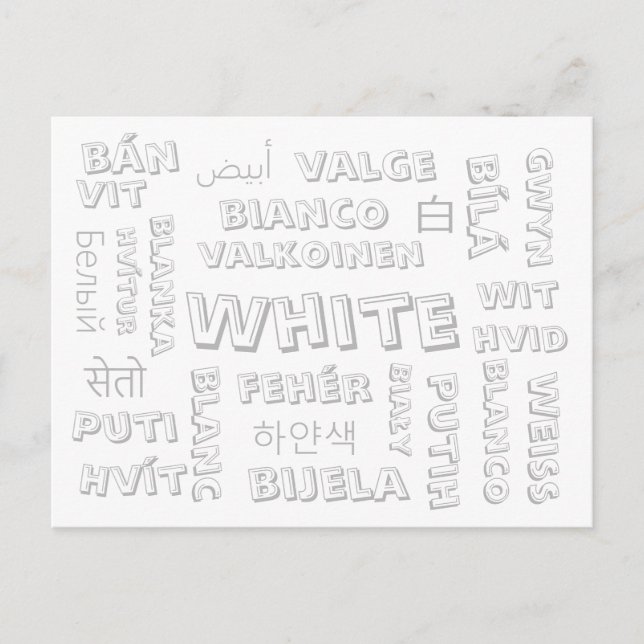 White - Colour Languages on Postcards (Front)