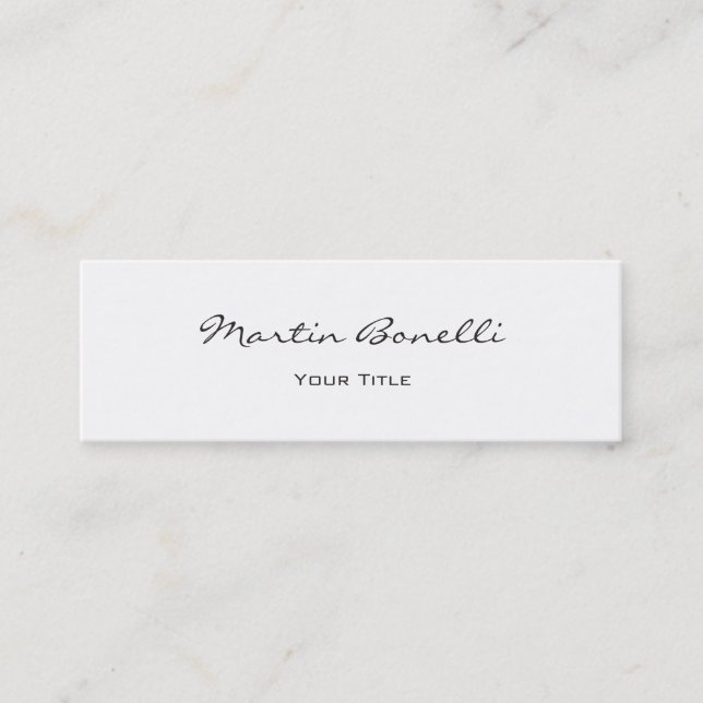 White Colour Script Chic Trendy Business Card (Front)