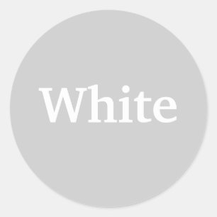 White Colour Word on Grey Stickers