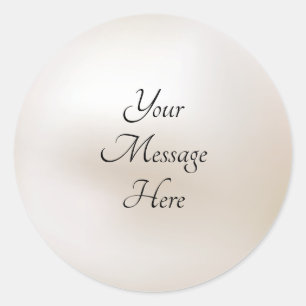 White Coloured Pearl Custom Message Round Classic Round Sticker