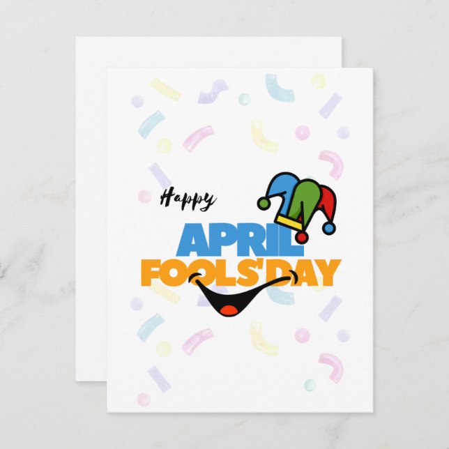 White Colourful April Fools' Day Holiday Card (Front/Back)