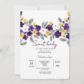 White Colourful Flower Baby Shower Invitation