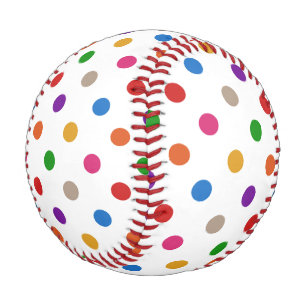 White Colourful Rainbow Polka Dots Design Baseball