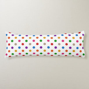 White Colourful Rainbow Polka Dots Design Body Cushion