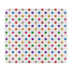 White Colourful Rainbow Polka Dots Design  Cutting Board
