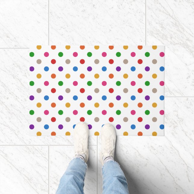 White Colourful Rainbow Polka Dots Design  Doormat (Indoor)