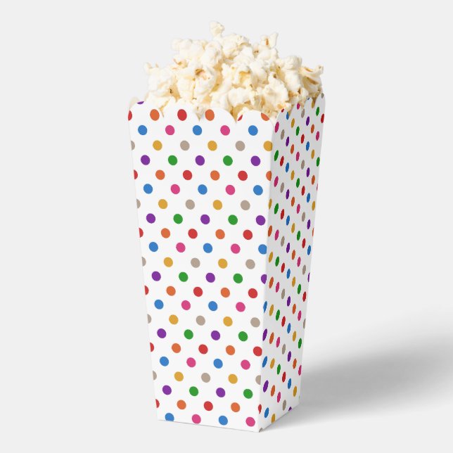 White Colourful Rainbow Polka Dots Design  Favour Box (Popped)