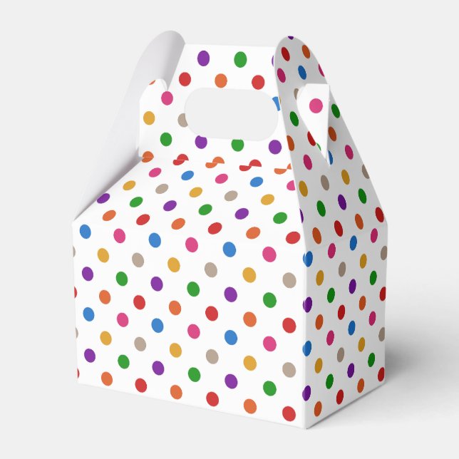 White Colourful Rainbow Polka Dots Design  Favour Box (Front Side)
