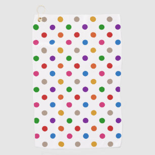 White Colourful Rainbow Polka Dots Design Golf Towel