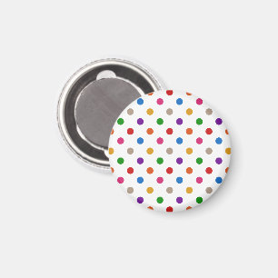 White Colourful Rainbow Polka Dots Design  Magnet