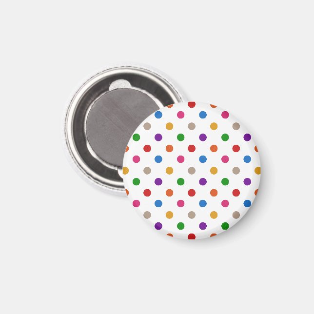 White Colourful Rainbow Polka Dots Design  Magnet (Front/Back)