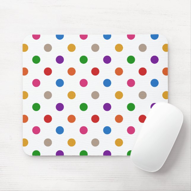 White Colourful Rainbow Polka Dots Design  Mouse Pad (With Mouse)