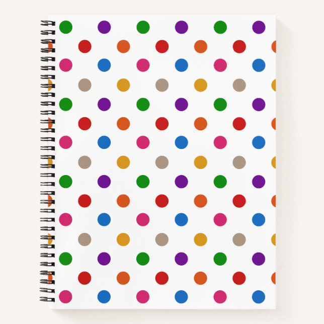 White Colourful Rainbow Polka Dots Design  Notebook (Front)